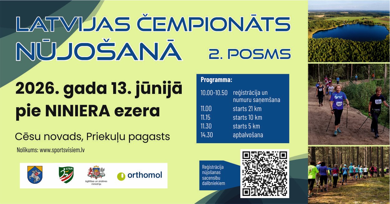 Latvijas čempionāts nūjošanā – 2.posms |13. jūnijā, Cēsīs - LTSA, Latvijas Tautas Sporta Asociācija