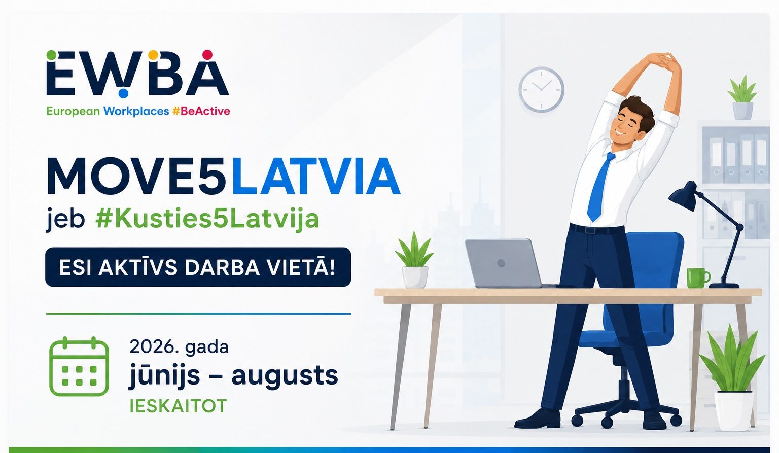 Kusties 5 Latvijā – 5 minūtes kustībām katru darba dienu - LTSA, Latvijas Tautas Sporta Asociācija