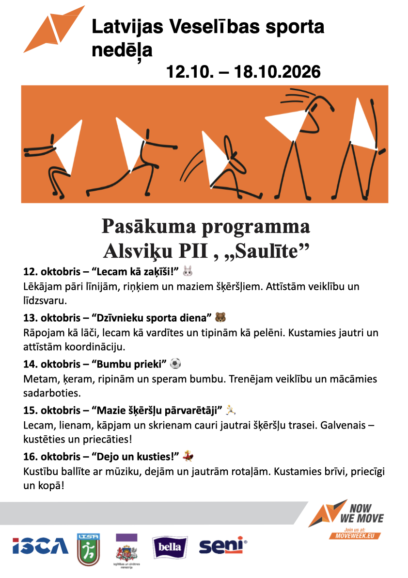 Latvijas Veselības sporta nedēļas 2026 pasākumu afišas - LTSA, Latvijas Tautas Sporta Asociācija