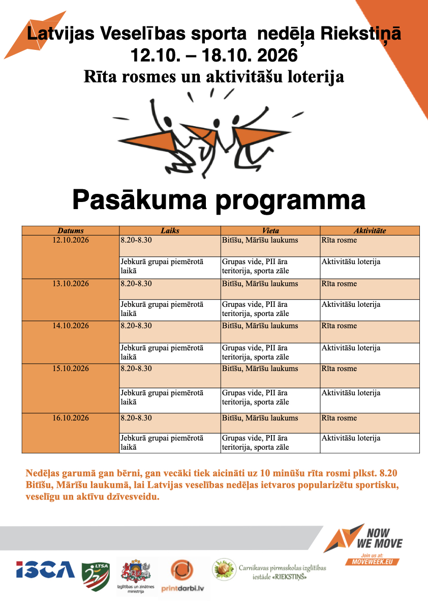 Latvijas Veselības sporta nedēļas 2026 pasākumu afišas - LTSA, Latvijas Tautas Sporta Asociācija