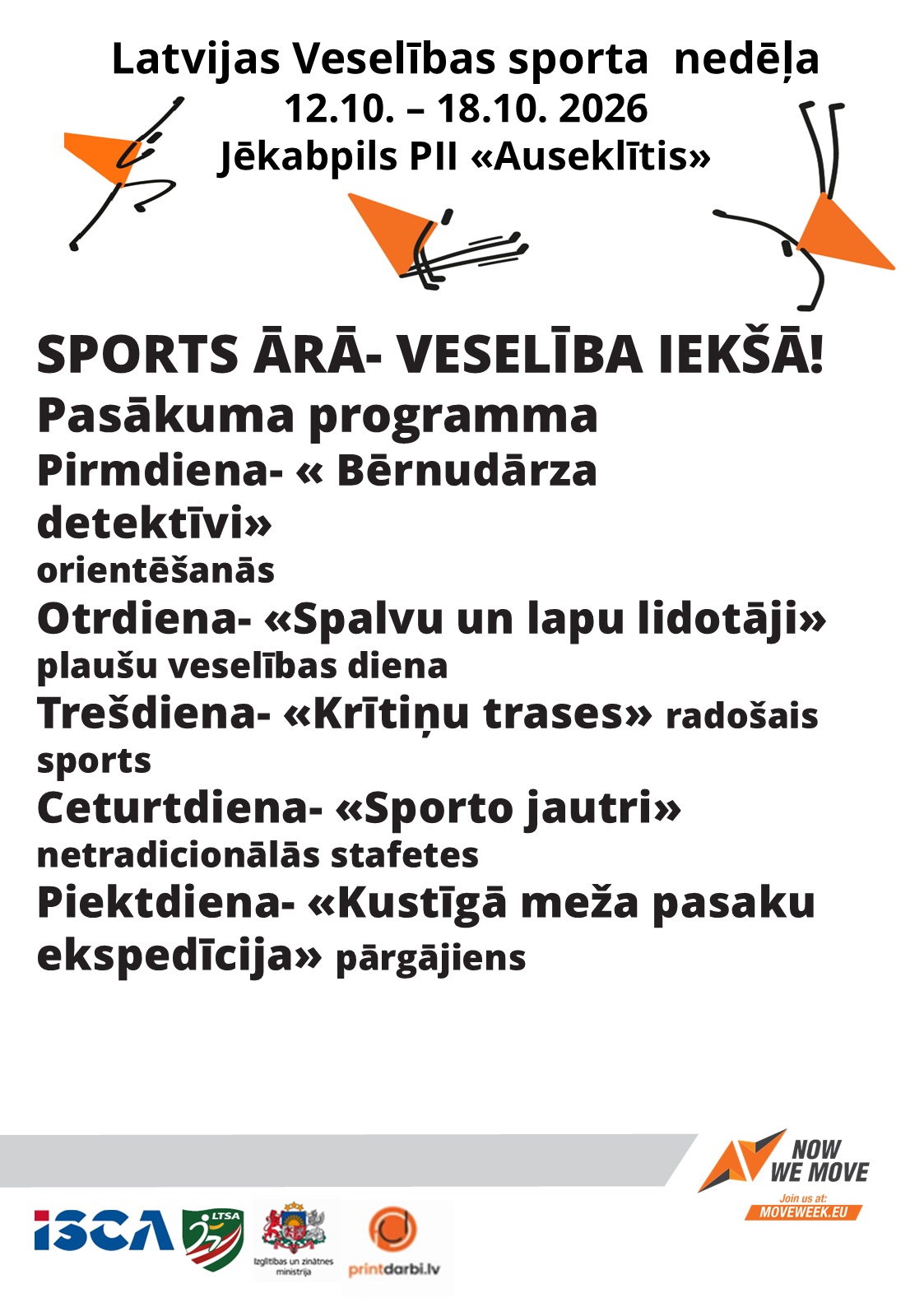 Latvijas Veselības sporta nedēļas 2026 pasākumu afišas - LTSA, Latvijas Tautas Sporta Asociācija