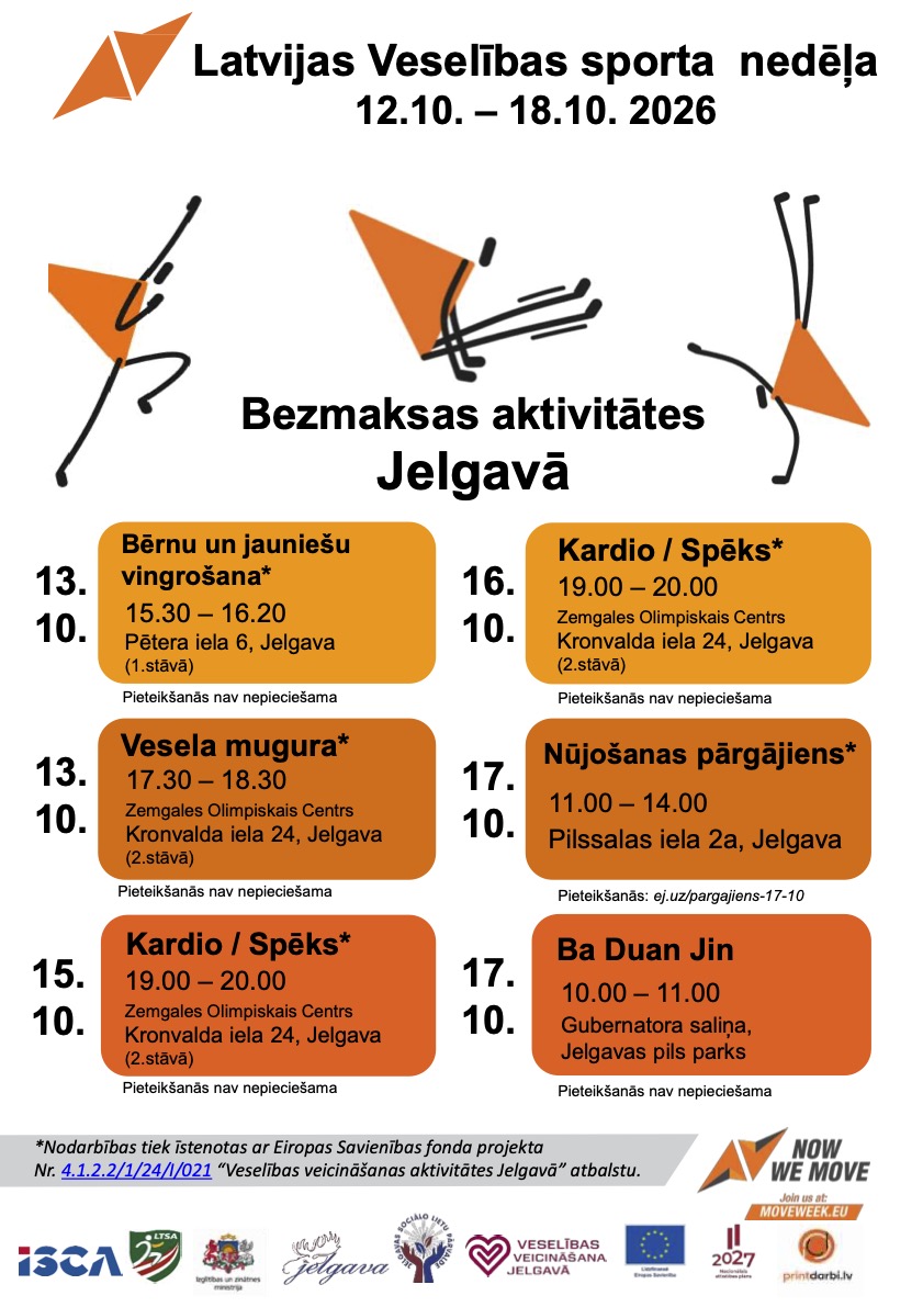Latvijas Veselības sporta nedēļas 2026 pasākumu afišas - LTSA, Latvijas Tautas Sporta Asociācija
