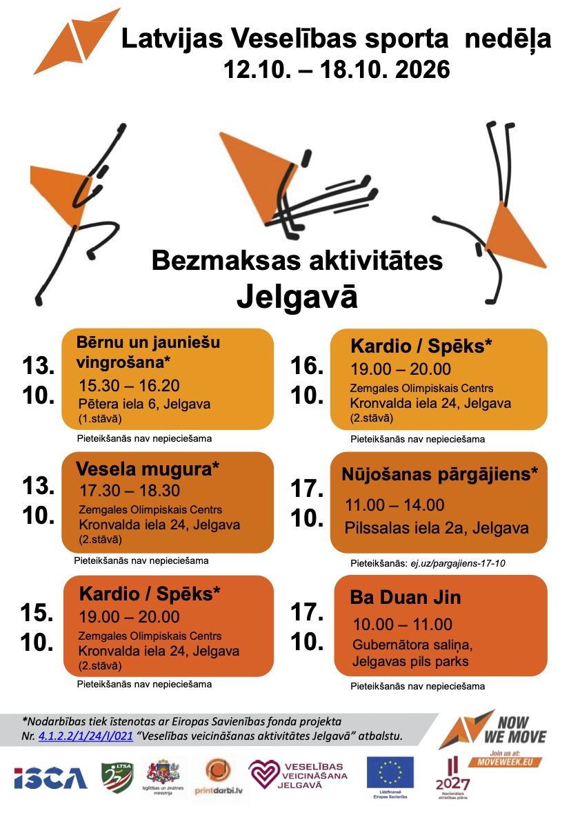 Latvijas Veselības sporta nedēļas 2026 pasākumu afišas - LTSA, Latvijas Tautas Sporta Asociācija