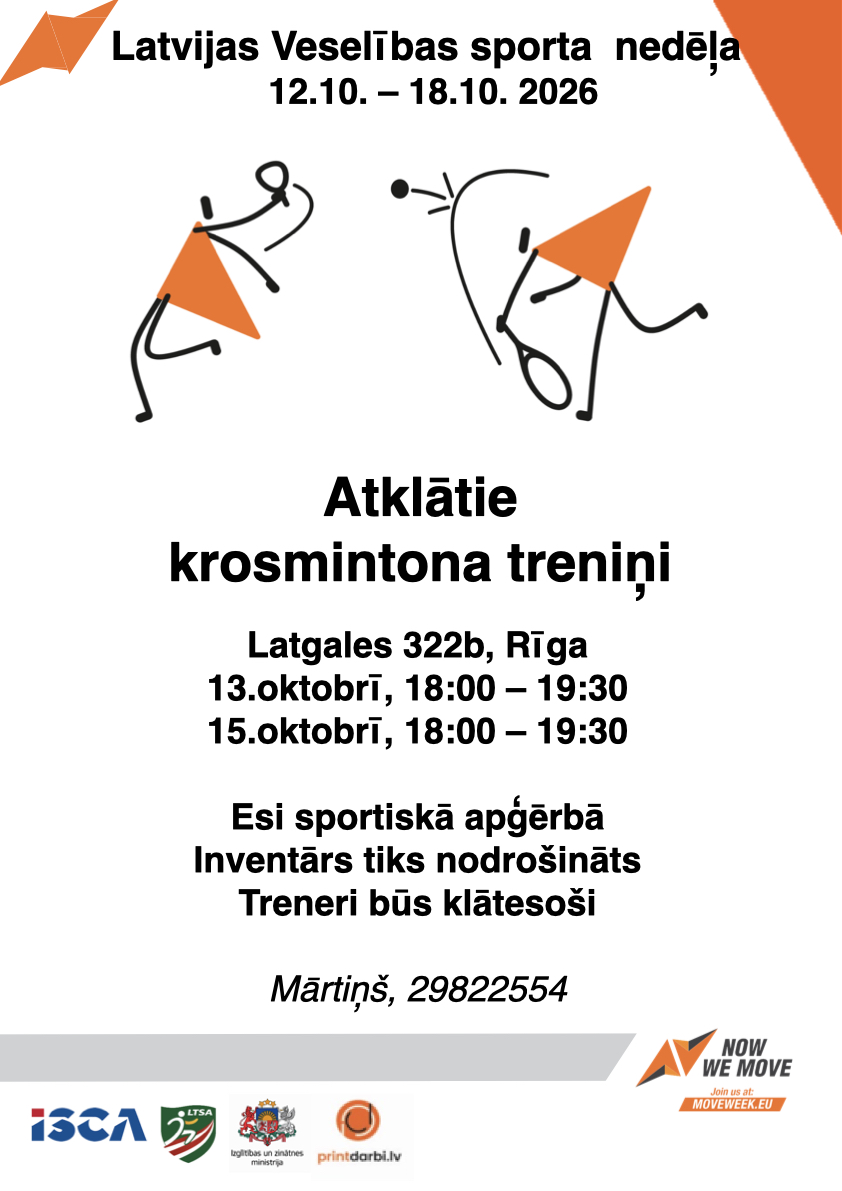 Latvijas Veselības sporta nedēļas 2026 pasākumu afišas - LTSA, Latvijas Tautas Sporta Asociācija