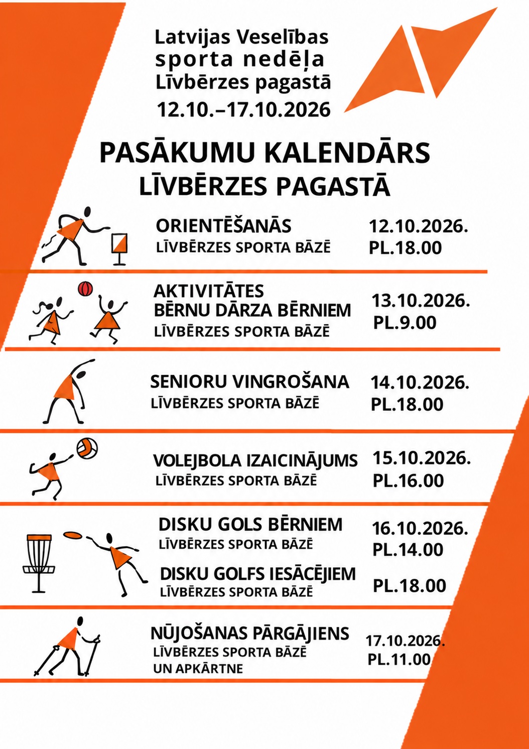 Latvijas Veselības sporta nedēļas 2026 pasākumu afišas - LTSA, Latvijas Tautas Sporta Asociācija