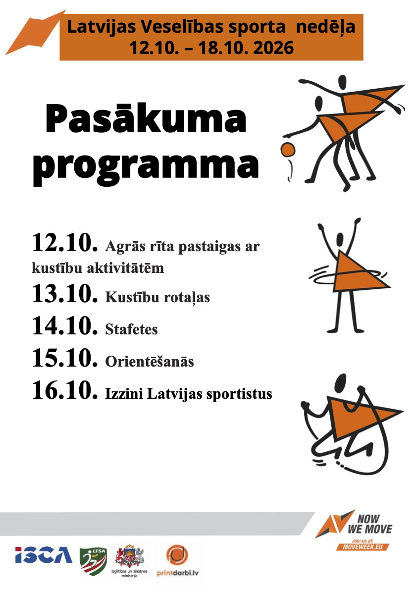 Latvijas Veselības sporta nedēļas 2026 pasākumu afišas - LTSA, Latvijas Tautas Sporta Asociācija