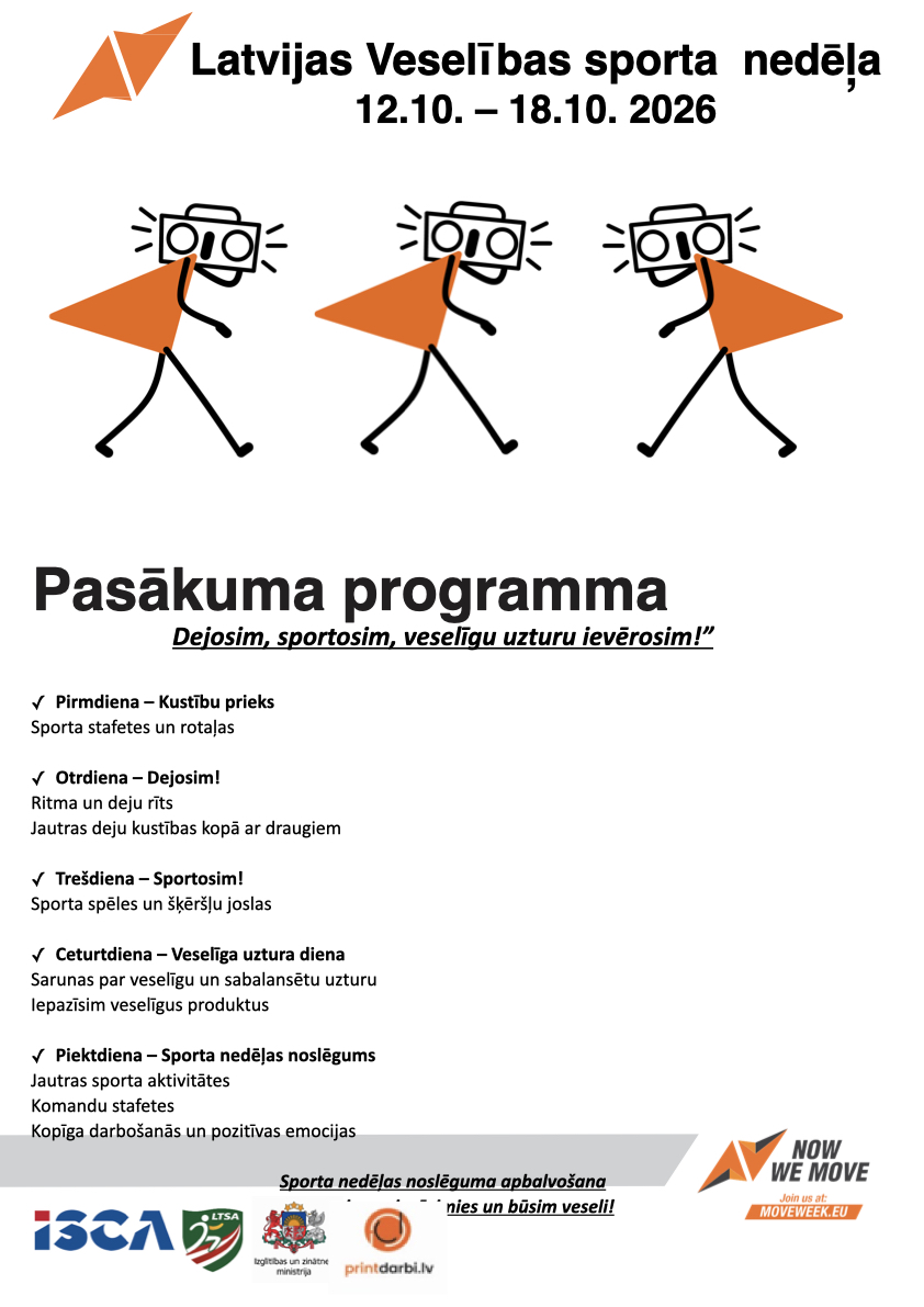 Latvijas Veselības sporta nedēļas 2026 pasākumu afišas - LTSA, Latvijas Tautas Sporta Asociācija