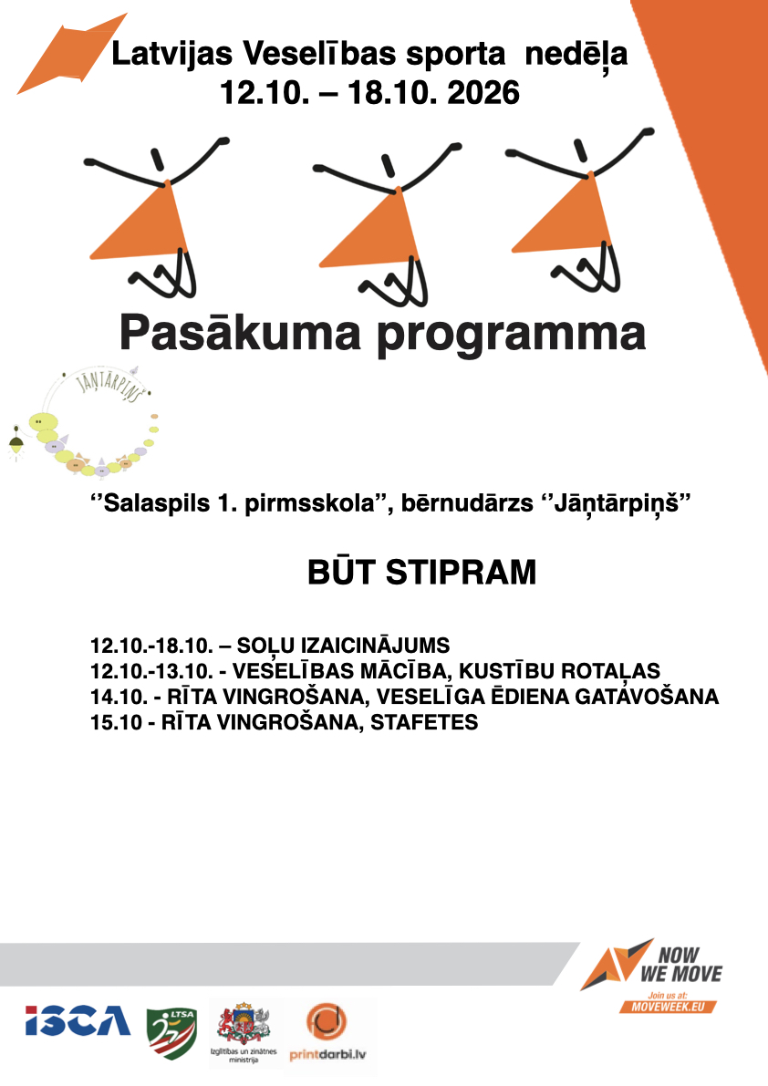 Latvijas Veselības sporta nedēļas 2026 pasākumu afišas - LTSA, Latvijas Tautas Sporta Asociācija
