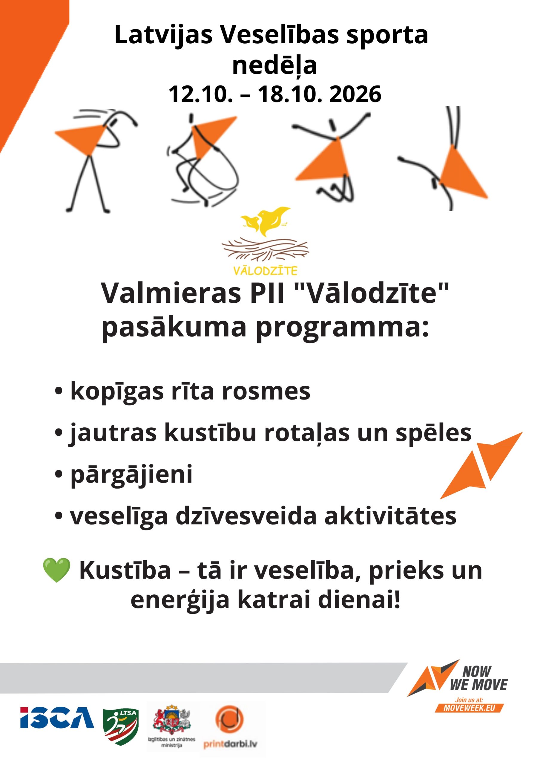 Latvijas Veselības sporta nedēļas 2026 pasākumu afišas - LTSA, Latvijas Tautas Sporta Asociācija