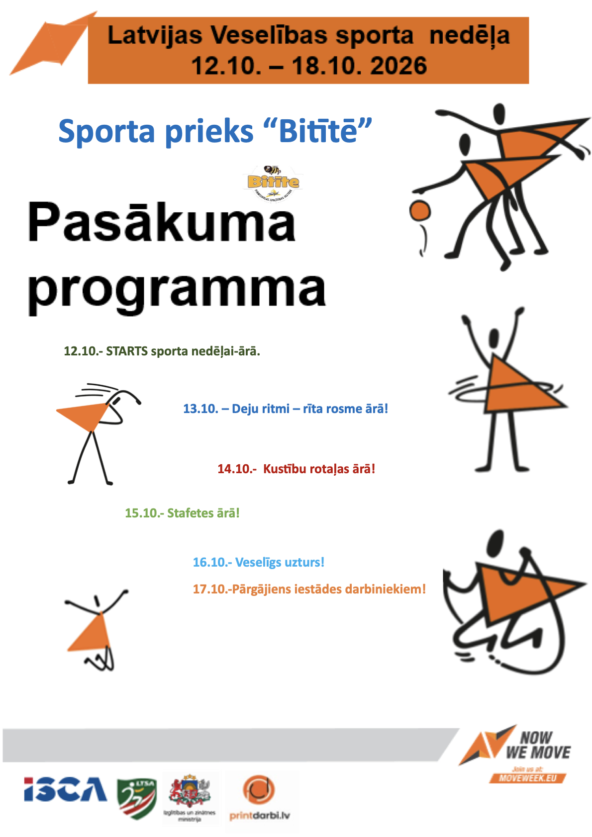 Latvijas Veselības sporta nedēļas 2026 pasākumu afišas - LTSA, Latvijas Tautas Sporta Asociācija